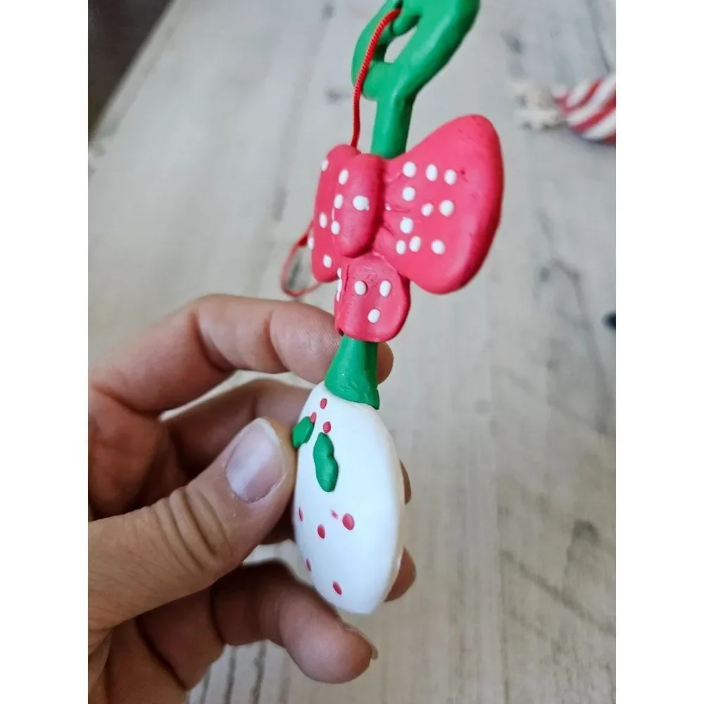 Vintage clay rattle baby ornament first Xmas tree
